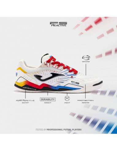 ZAPATILLAS FÚTBOL SALA JOMA REACTIVE BLANCO ROJO AMARILLO