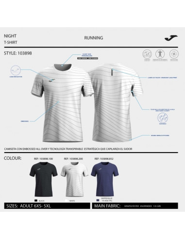 CAMISETA JOMA HOMBRE R-NIGHT BLANCO