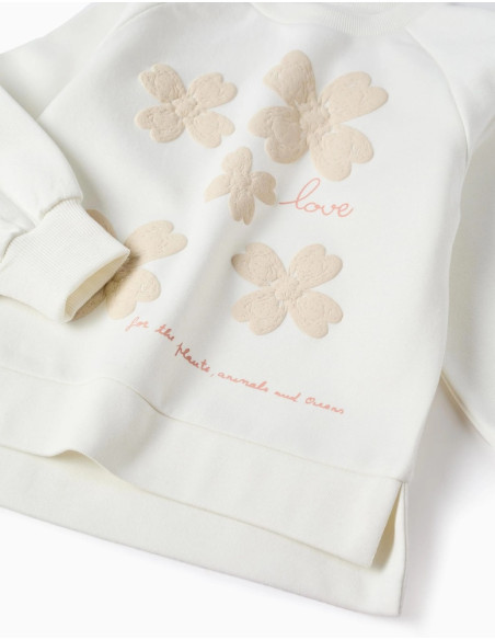 SUDADERA NIÑA ZIPPY CON FLORES EN RELIEVE