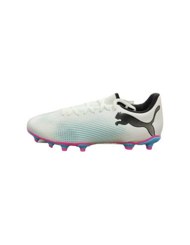 BOTAS DE FÚTBOL PUMA FUTURE 7 PLAY FG/AG JR BLANCO/AZUL/ROSA